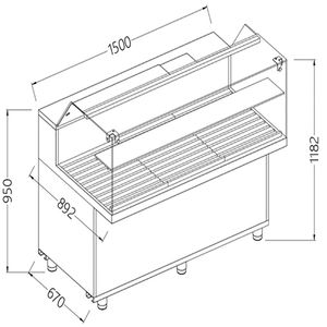 Diamond VPB15X Bread Snack Low Glass Display Counter, 1500mm - VPB15X - 1