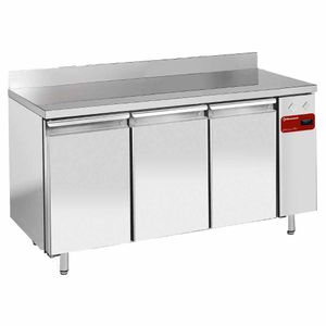 Diamond TS3N/HA 3 Door Stainless Steel Refrigerated Counter with Splashback, 405 Litres - TS3N-HA - 1