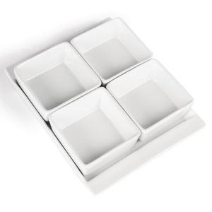 Olympia Whiteware Snack Dishes with Plates 4 Section (Pack of 2) - U817 - 3