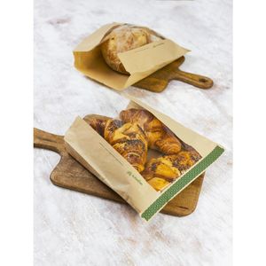 Vegware Kraft Large Sandwich/Cookie Bag with PLA Window 10"x10" (Pack of 1000) - CJ182