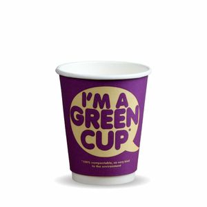 BioPak 12oz Double Wall "I'M A Green Cup" Hot BioCups (Case of 500) - BC-12DW-GREEN-UK - 1