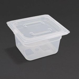 Vogue Polypropylene 1/6 Gastronorm Container with Lid 100mm (Pack of 4) - GJ526 - 1