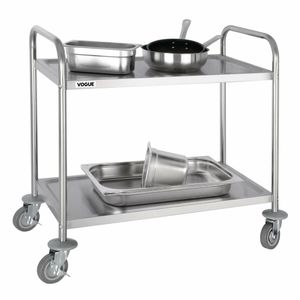 Vogue Stainless Steel 2 Tier Clearing Trolley Medium - F997 - 3