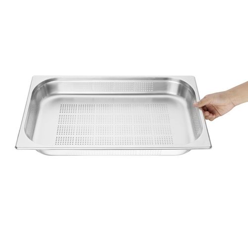 Vogue Stainless Steel Perforated 1/1 Gastronorm Pan 65mm - K840 - 5