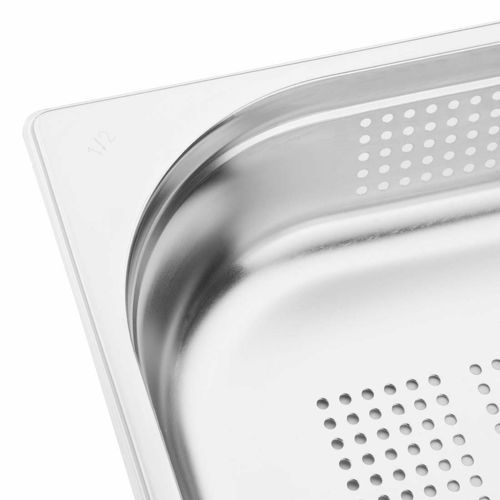 Vogue Stainless Steel Perforated 1/2 Gastronorm Pan 65mm - K844 - 6