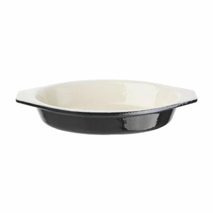 Vogue Black Cast Iron Oval Gratin Dish 650ml - U563 - 1