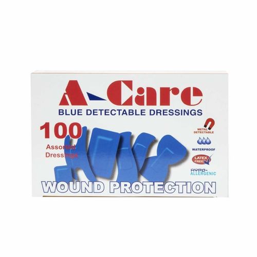A-CARE DETECTABLE BLUE PLASTERS ASSORTED - BOX 100 - CB441 - 2