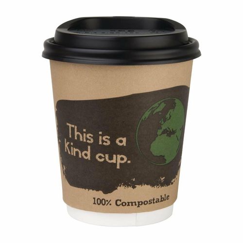 Fiesta Compostable Coffee Cup Lids 225ml / 8oz (Pack of 1000) - DS052 - 2
