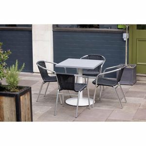 Bolero Aluminium and Black Wicker Chairs Black (Pack of 4) - U507 - 3