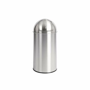 Bolero Stainless Steel Push Top Bullet Bin Silver 40Ltr - U803 - 1