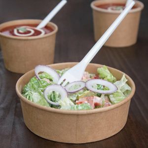 Fiesta Compostable Round Kraft Salad Bowls 500ml / 18oz (Pack of 300) - FB196 - 3