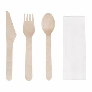 Fiesta Compostable Wooden Cutlery Meal Pack (Pack of 250) - DF422 - 1