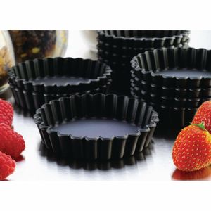Matfer Bourgeat Exoglass Round Fluted Tartlet Mould 100mm (Pack of 12) - DN955 - 3