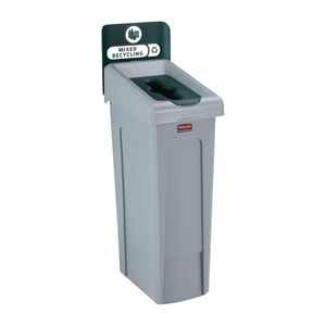Rubbermaid Slim Jim Mixed Recycling Station Green 87Ltr - DY084 - 1