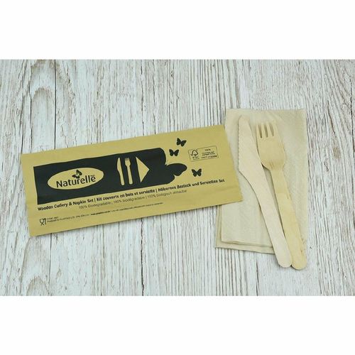 eGreen Individually Wrapped 3-in-1 Wooden Cutlery Set (Pack of 250) - FS167 - 2