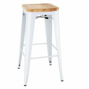 Bolero Bistro High Stools with Wooden Seatpad White (Pack of 4) - DW739 - 1