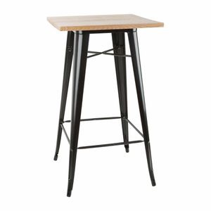 Bolero Bistro Bar Table with Wooden Top Black (Single) - FB595 - 1