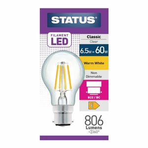 Status Filament LED GLS BC Warm White Light Bulb 7/60w - FW518 - 1