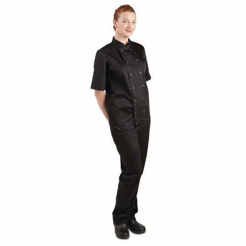 Whites Vegas Unisex Chefs Jacket Short Sleeve Black XXL - A439-XXL - 2
