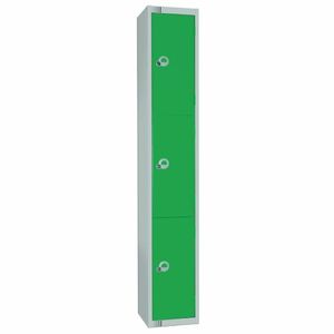 Elite Three Door Manual Combination Locker Locker Green with Sloping Top - W956-CLS - 1