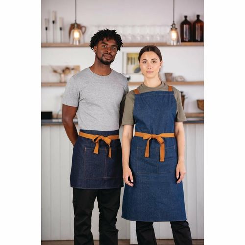 Southside X-Cross Back Apron Denim Blue Tan Ties - B984 - 9
