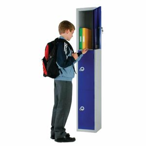 Elite Three Door Manual Combination Locker Locker Blue with Sloping Top - W976-CLS - 1