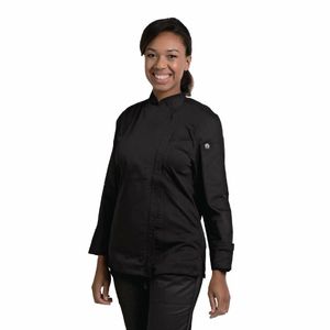 Chef Works Hartford Lightweight Zip Womens Chef Jacket Black XS - BB090-XS - 1