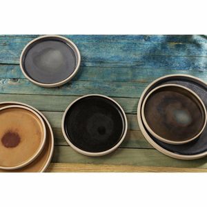 Olympia Canvas Flat Round Plate Delhi Black 180mm (Pack of 6) - FA314 - 3