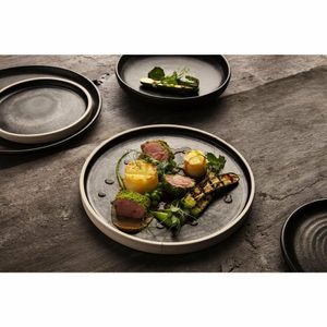Olympia Canvas Flat Round Plate Delhi Black 250mm (Pack of 6) - FA315 - 3