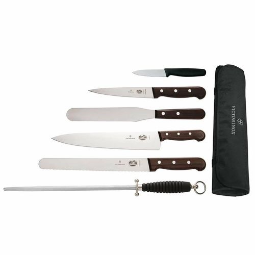 Victorinox 6 Piece Rosewood Knife Set with 25cm Chefs Knife with Wallet - S189 - 1