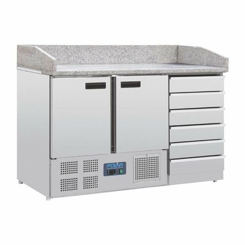 Polar G-Series Double Door Pizza Counter with Granite Top and Dough Drawers - CT425 - 1