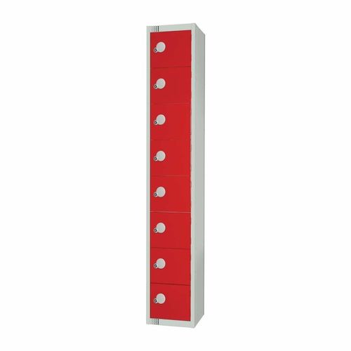 Elite Eight Door Manual Combination Locker Locker Red with Sloping Top - CE108-CLS - 1