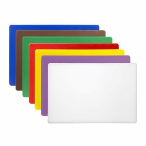 Hygiplas Low Density Chopping Boards Set with Rack (Set of 7 - 20mm High) - 1