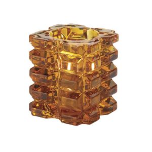 Hollowick Faceted Cube Amber Glass Votive 76mm x 83mm (Pack of 6) - VV4060 - 1