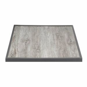 Bolero Wood Grain Effect Outdoor Tempered Glass Table Top Grey Trim 700mm - FU515 - 1