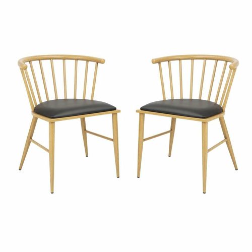 Bolero Harrowdene Padded Metal Side Chairs Wood Effect (Pack of 2) - FU528 - 6