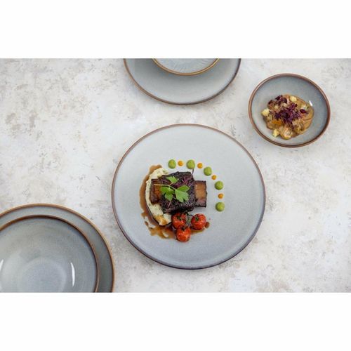 Olympia Drift Grey Embossed Coupe Plates 220mm (Pack of 6) - FU195 - 4