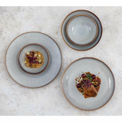 Olympia Drift Grey Embossed Coupe Plates 220mm (Pack of 6) - FU195 - 7