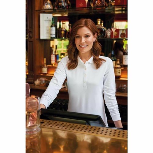 Brook Taverner Anna Womens Long Sleeve Polo Shirt White Size S - BA141-S - 2