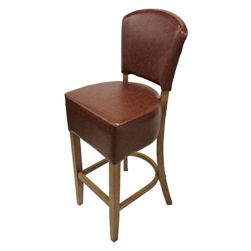 Hanoi Bar Chair In Weathered Oak with Bison Espresso Vinyl Seatpad - HP782 - 1
