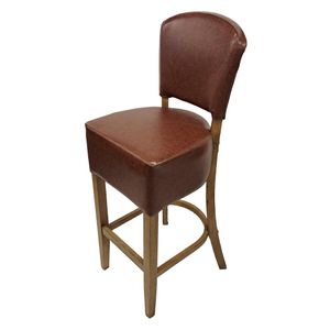 Hanoi Bar Chair In Weathered Oak with Bison Espresso Vinyl Seatpad - HP782 - 1