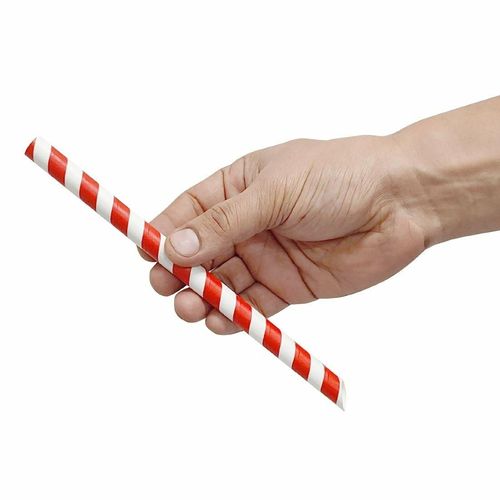 Fiesta Compostable Bubble Tea Straw Red & White 12x210mm (Pack of 150) - HU368 - 3