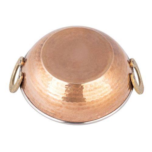 Olympia Copper Kadai Dish Stainless Steel Brass Handles 660ml - HY129 - 4