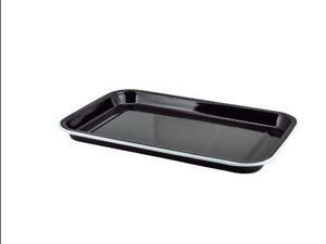 Enamel Serving Tray Black with White Rim 33.5x23.5x2.2cm - 1