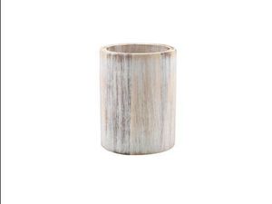 GenWare White Wash Acacia Wood Cutlery Cylinder - 1