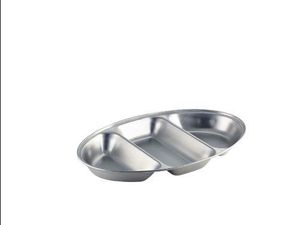 GenWare Stainless Steel Three Division Oval Vegetable Dish 35cm/ 14" - 1