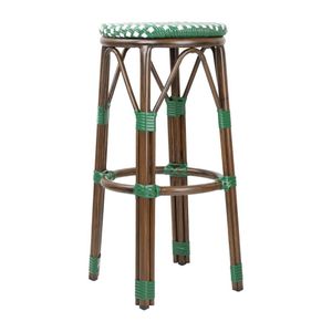 Bolero Parisian Style PE Rattan Bar Stools Green Dot Mix (2 Pack) - HZ147 - 1