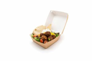 Extra Large Kraft Compostable Clamshell Burger Box (Case of 250) - 1