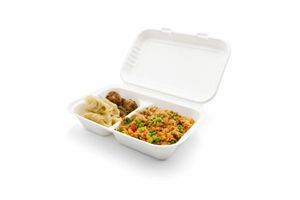 Bagasse Lunch Box 2 Compartment - 9 x 6" (Case of 200) - 1
