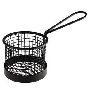 Olympia Round Chip Presentation Basket With Handle Black - CS317 - 1
